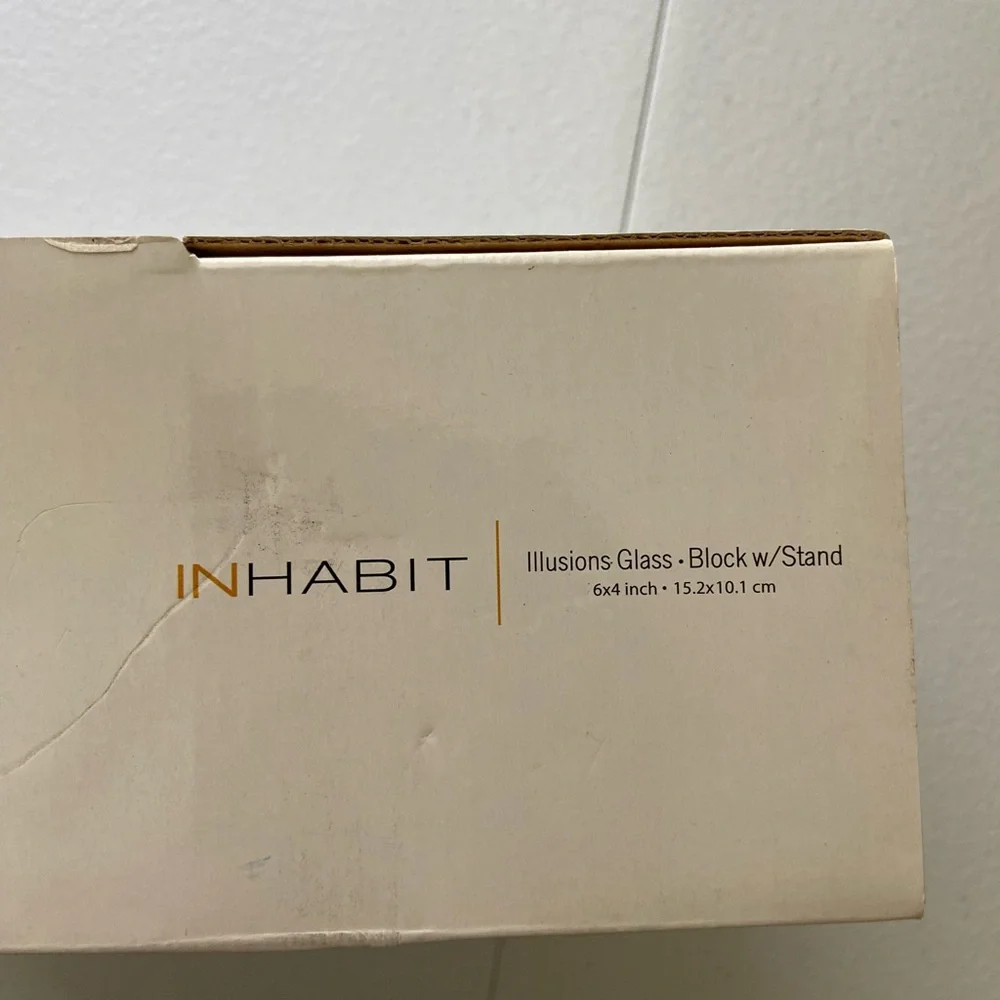 NEW INHABIT illusions glass block with stand‎ picture photo frame 6”x4” decor